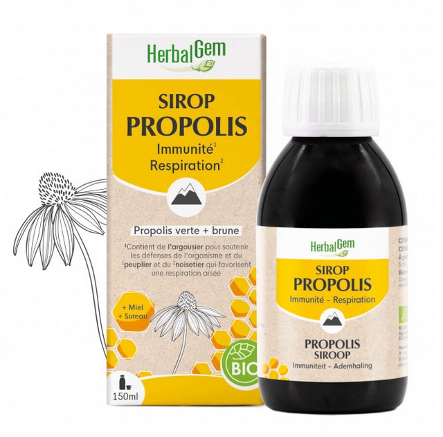 Herbalgem Propolis Sirop Immunité Respiration Bio 150ml